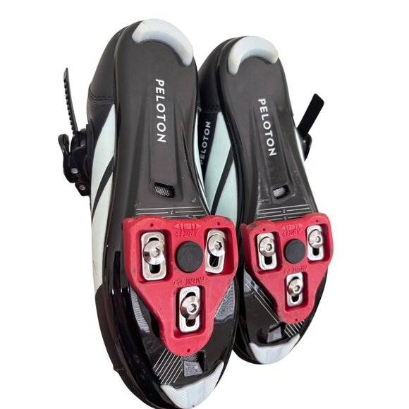 Peloton Cycling Shoes Black Red Trim & Cleats Size 38 Adjustable Straps - Picture 5 of 12